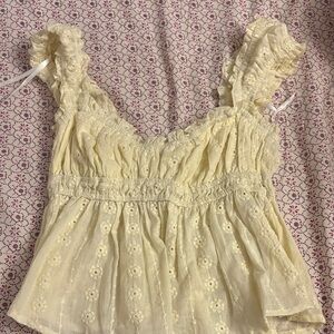 Princess Polly Cream Ruffle Blouse